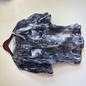 Express Animal Print Black and Grey button down sheer top with pockets